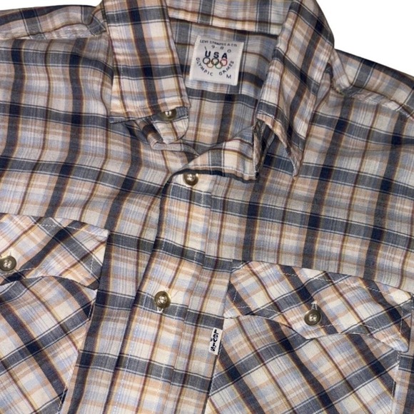 VTG 1980 Levi's USA Olympic Games Plaid Western Shirt M Very Rare Collectible‎ - Picture 4 of 5